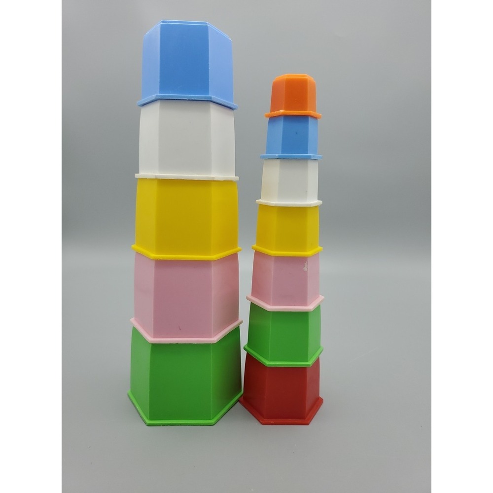 Vtg‎ Child Guidance Toys Learning Tower Stack Nest Farm Animal Hex Blocks All 12
